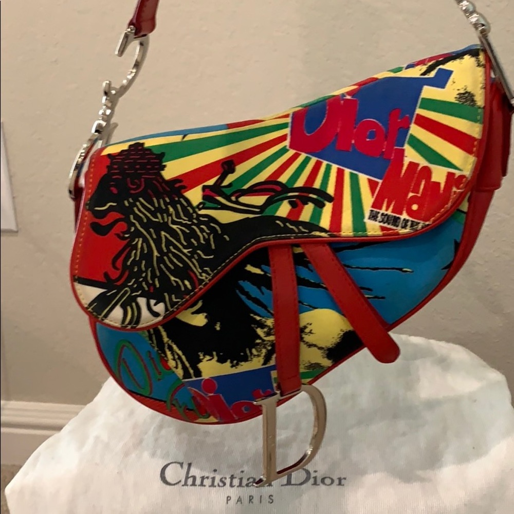 Dior Bob Marley Reggae Rasta Saddle Bag Purse